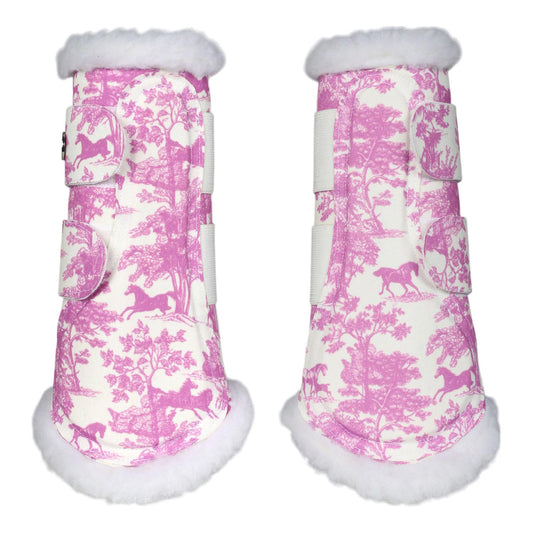 Dapplebay Equestrian Toile Brush Boots-Rose/White