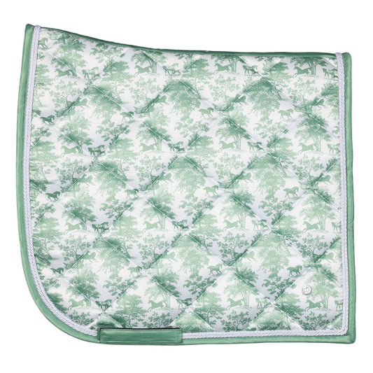 Dapplebay Equestrian Toile Dressage Saddle Pad-Green/White