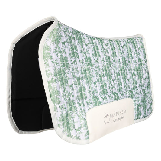 Dapplebay Equestrian Toile Western Saddle Pad-Green/White