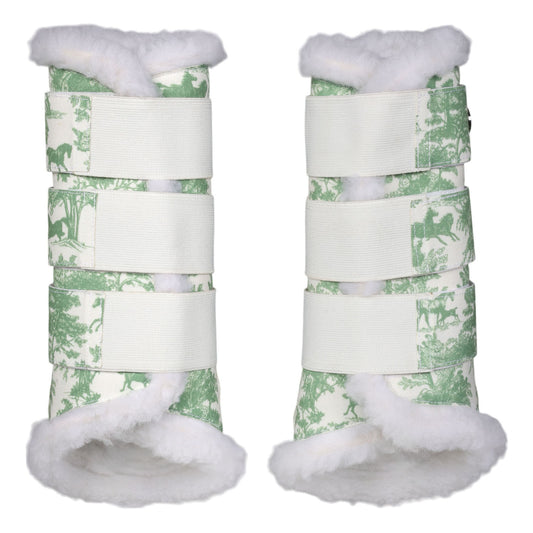 Dapplebay Equestrian Toile Brush Boots-Green/White