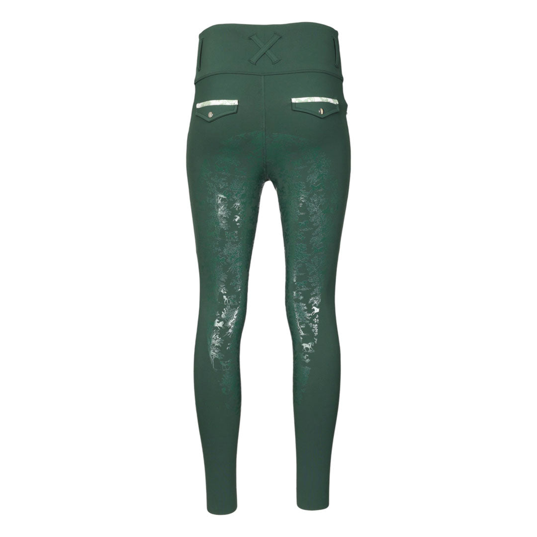 Dapplebay Equestrian Toile Essential Tights-Evergreen