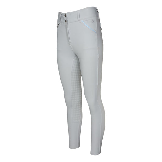 Dapplebay Gingham Compression Full Seat Breeches-Light Grey