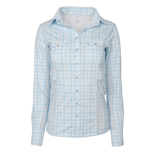 Dapplebay Gingham Button Down Western Shirt-Blue/White