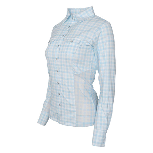 Dapplebay Gingham Button Down Western Shirt-Blue/White