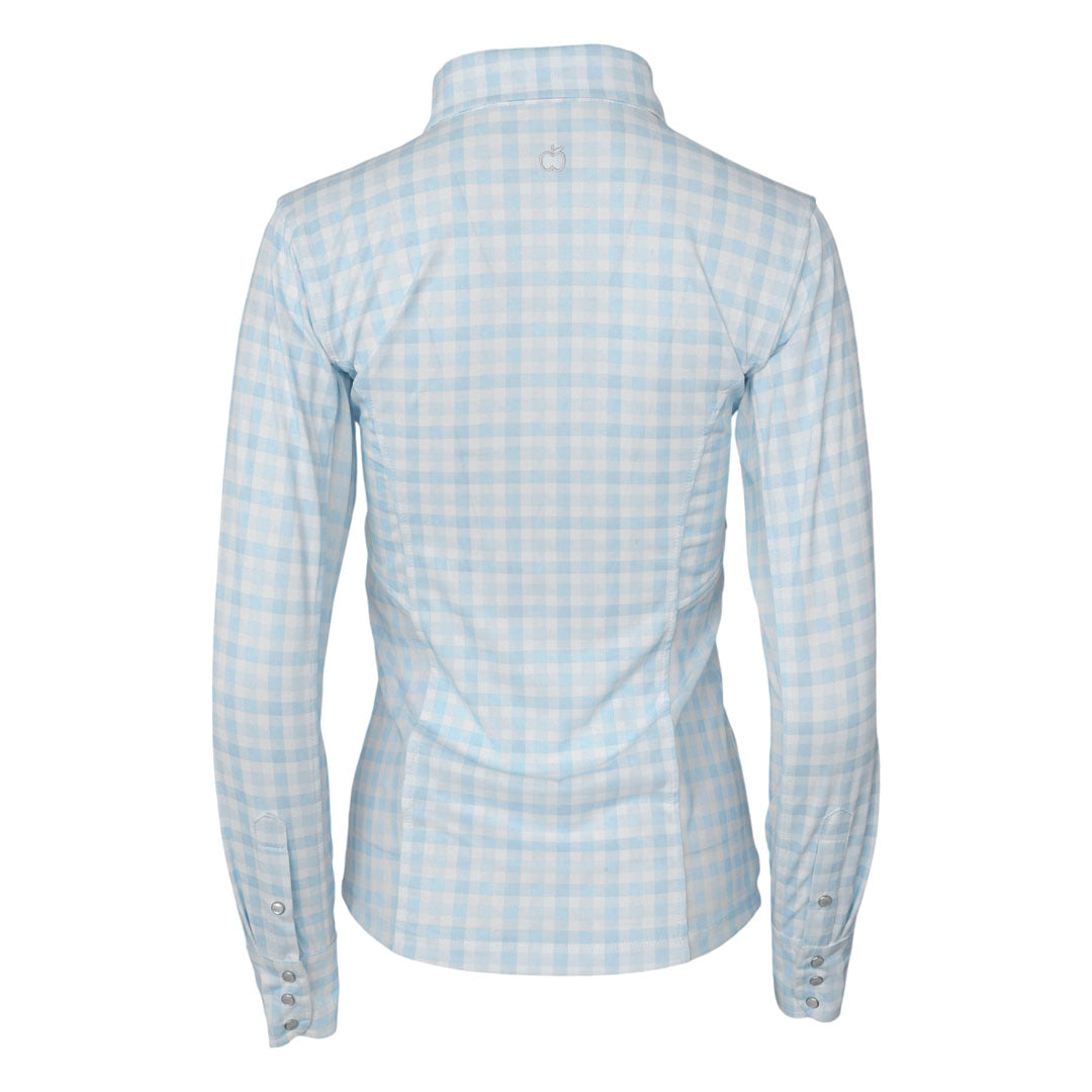 Dapplebay Gingham Button Down Western Shirt-Blue/White