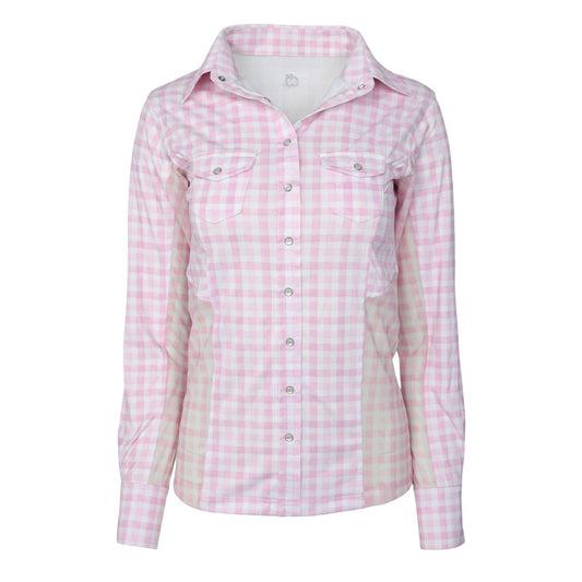 Dapplebay Gingham Button Down Western Shirt-Pink/White