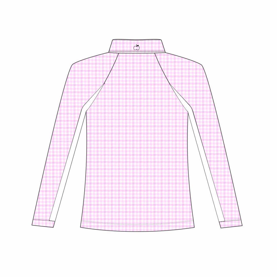 Dapplebay Kids Pink Gingham 1/4 Zip - Long Sleeve