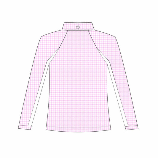 Dapplebay Kids Pink Gingham 1/4 Zip - Long Sleeve