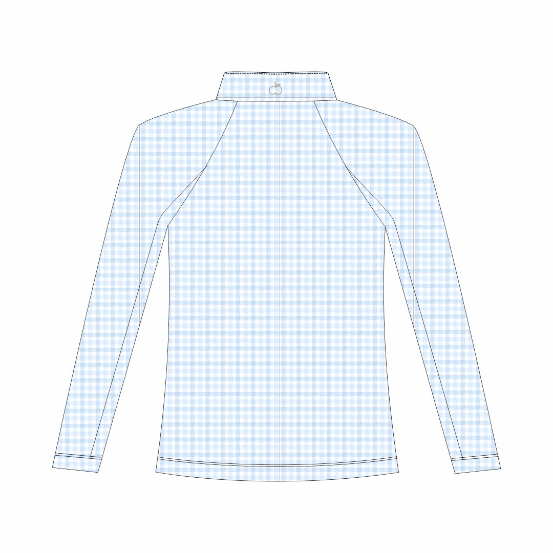 Dapplebay Kids Blue Gingham 1/4 Zip - Long Sleeve