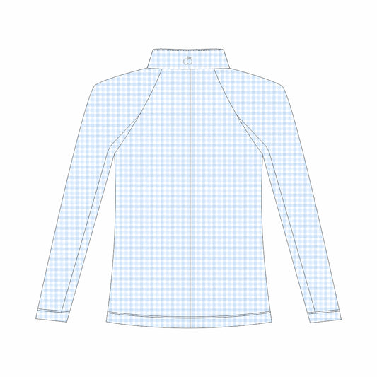 Dapplebay Kids Blue Gingham 1/4 Zip - Long Sleeve