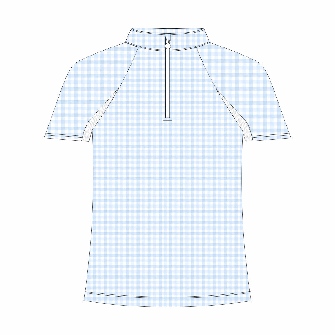 Dapplebay Kids Blue Gingham 1/4 Zip - Short Sleeve