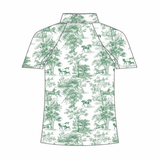 Dapplebay Kids Green Equestrian Toile 1/4 Zip - Short Sleeve