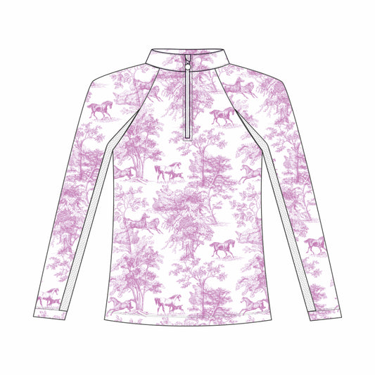 Dapplebay Kids Rose Equestrian Toile 1/4 Zip - Long Sleeve