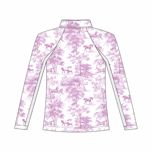 Dapplebay Kids Rose Equestrian Toile 1/4 Zip - Long Sleeve