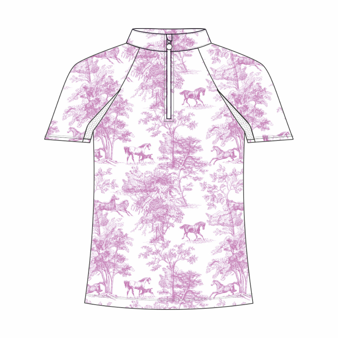 Dapplebay Kids Rose Equestrian Toile 1/4 Zip - Short Sleeve