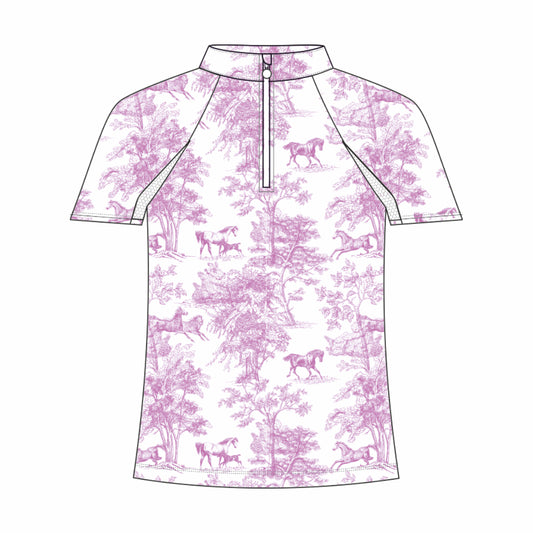 Dapplebay Kids Rose Equestrian Toile 1/4 Zip - Short Sleeve