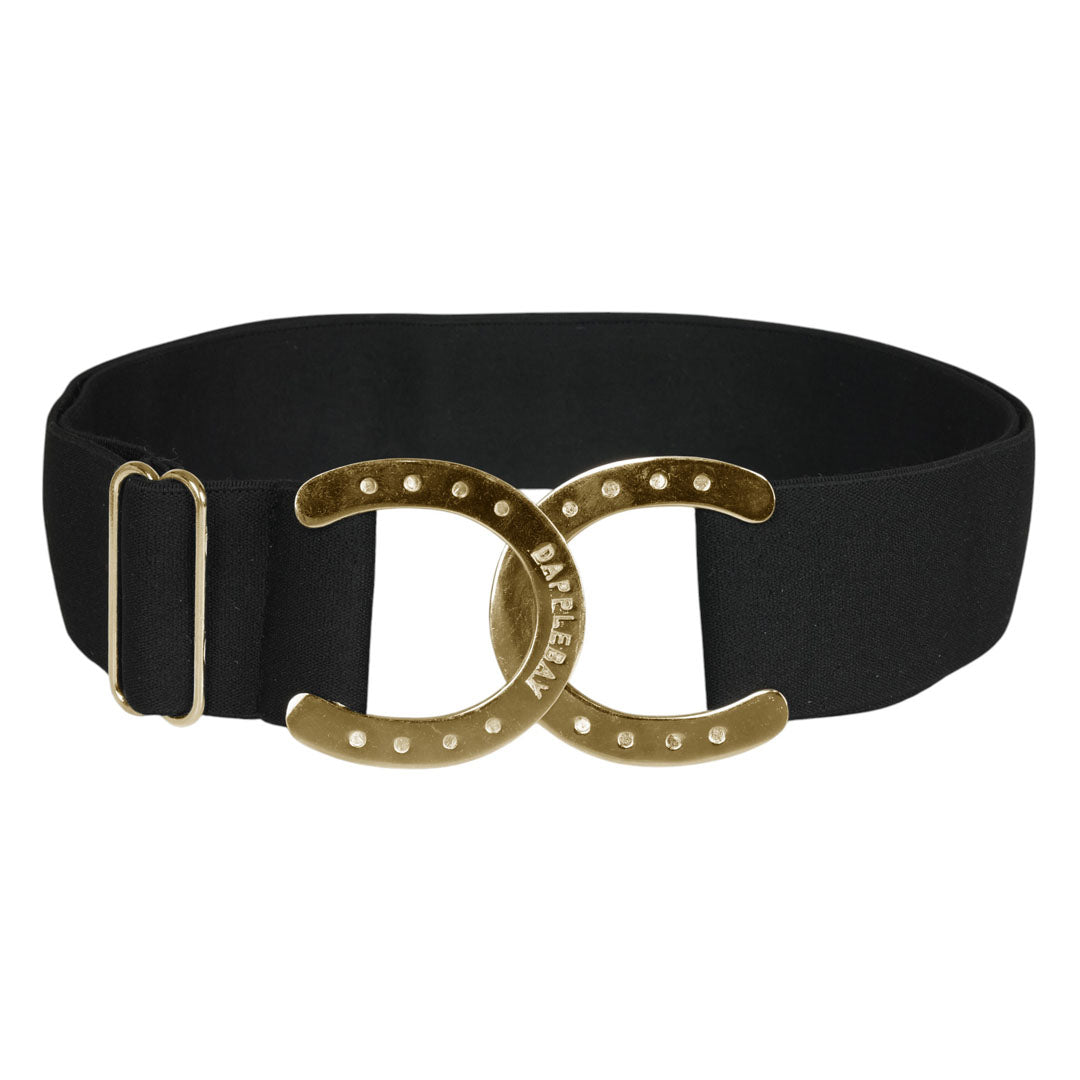 Dapplebay Horse Shoe Elastic Belt - Black/Gold