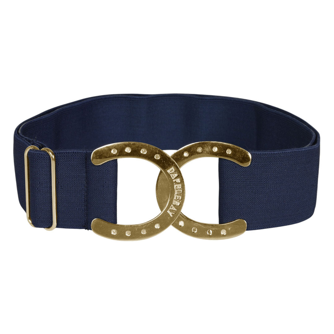 Dapplebay Horse Shoe Elastic Belt - Navy/Gold