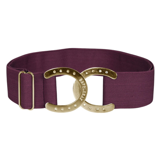 Dapplebay Horse Shoe Elastic Belt - Plum/Gold