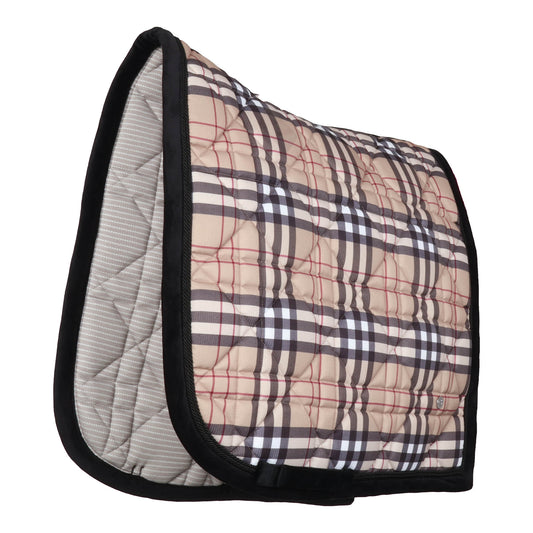 Dapplebay Holiday Plaid Dressage Saddle Pad-Tan