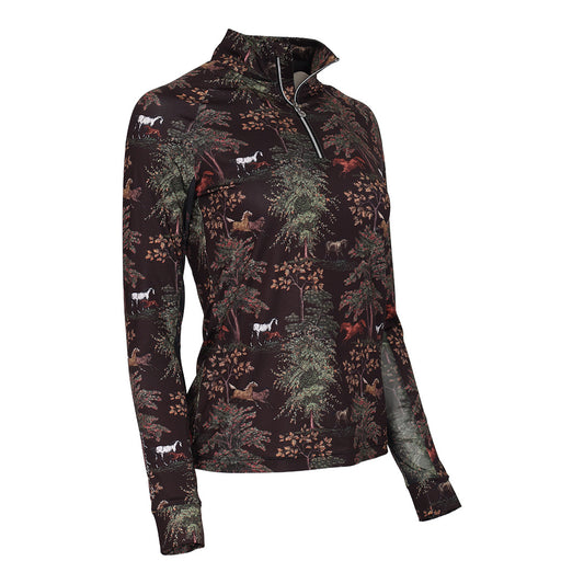 Dapplebay Autumn Toile 1/4 Zip LS Riding Top-Dark Bay