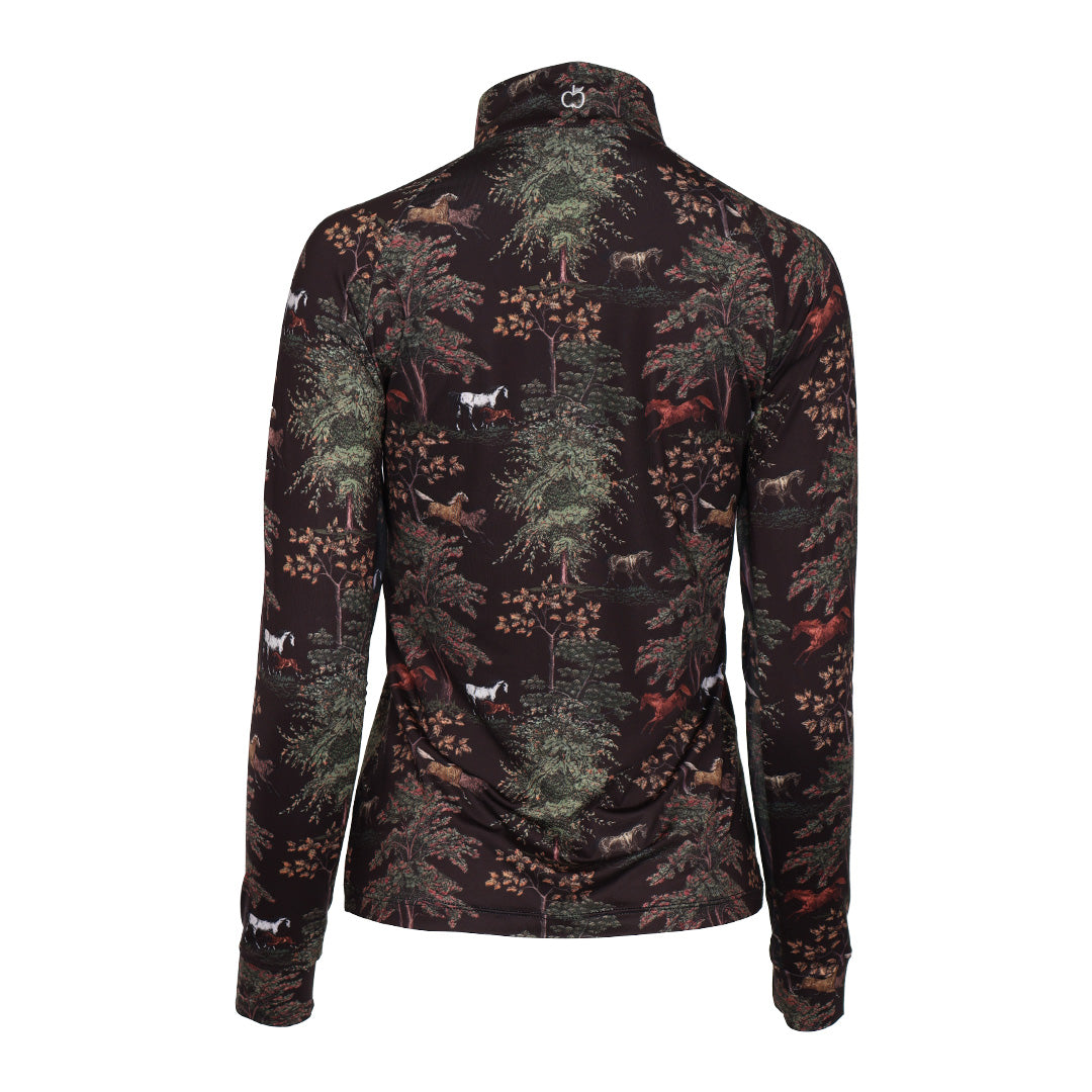 Dapplebay Autumn Toile 1/4 Zip LS Riding Top-Dark Bay