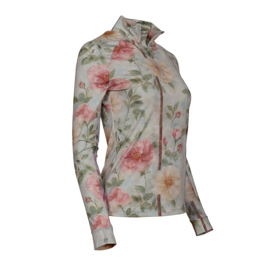 Dapplebay Vintage Floral 1/4 Zip LS Riding Top
