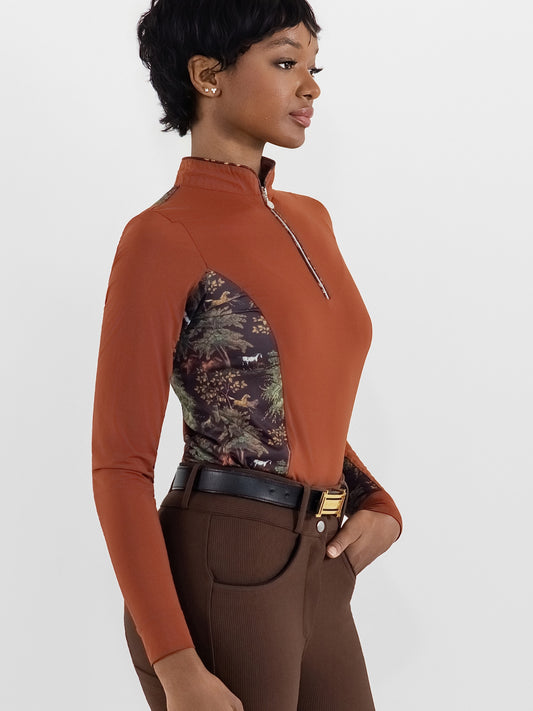 Dapplebay Grace 1/4 Zip LS Riding Top-Rust