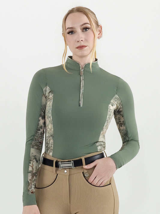 Dapplebay Grace 1/4 Zip LS Riding Top-Rosemary
