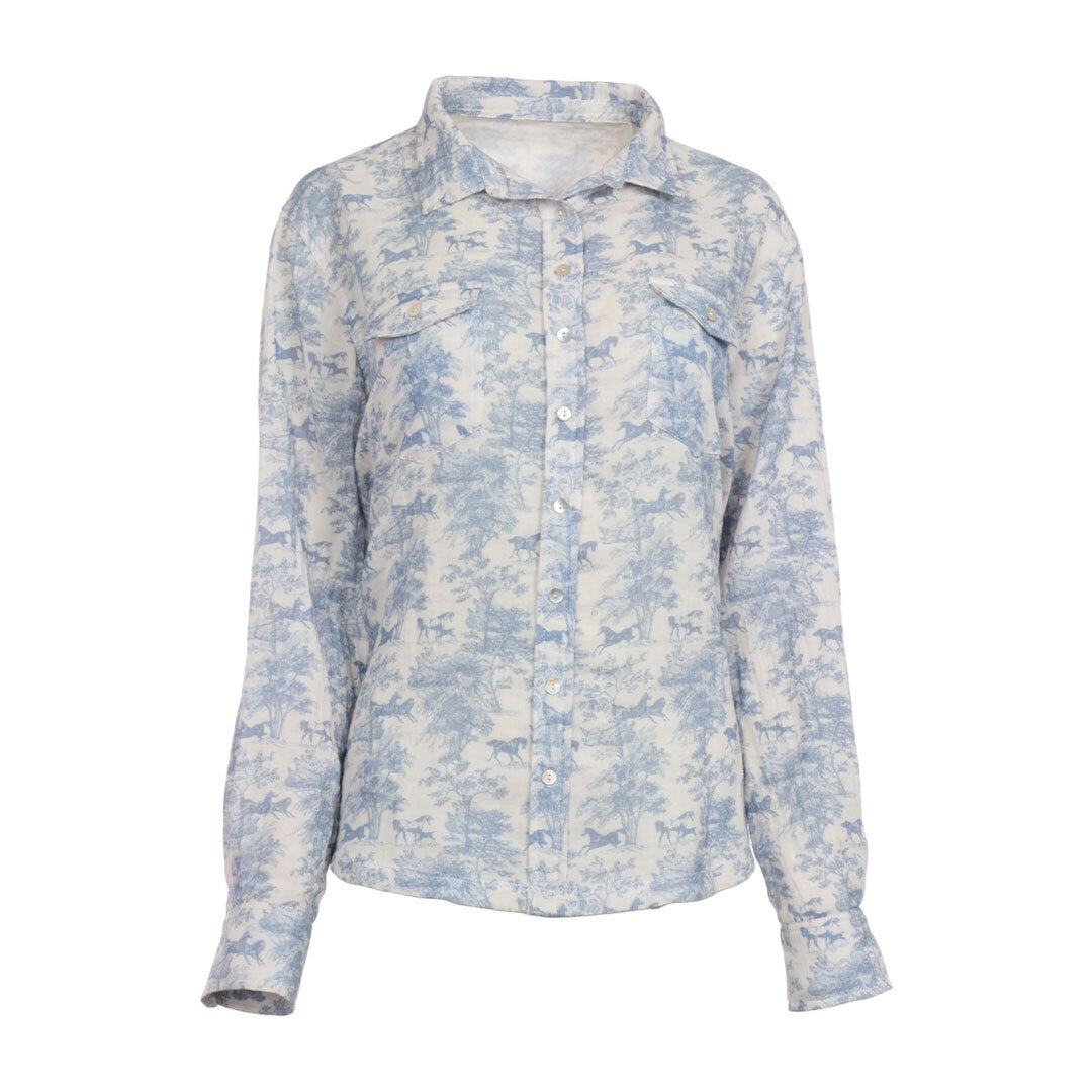 Dapplebay Equestrian Toile Breezy Button Up Top