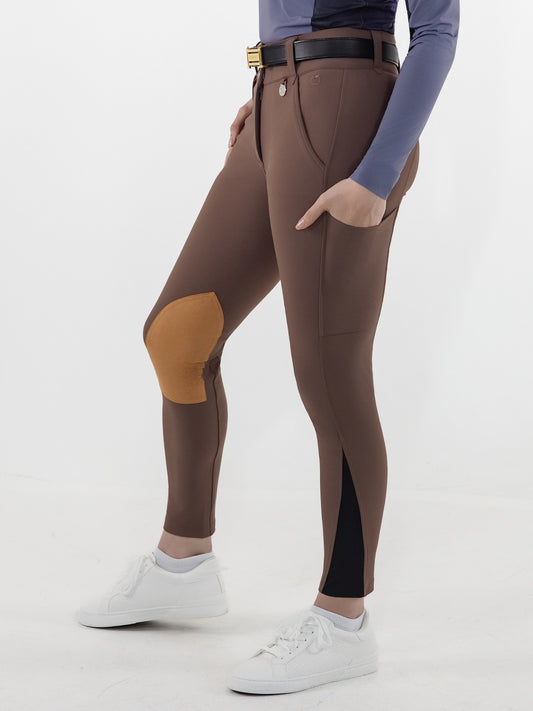 Dapplebay Sport Suede Knee Patch Breeches-Chocolate
