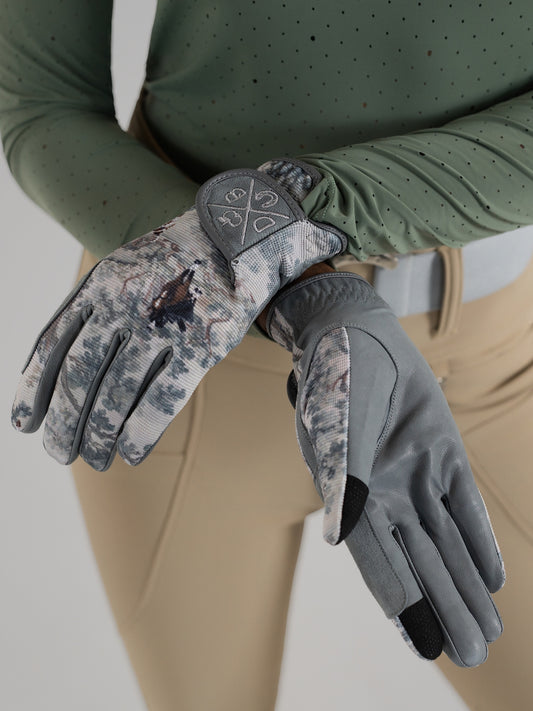Dapplebay Hunt Tapestry Riding Gloves-Graphite