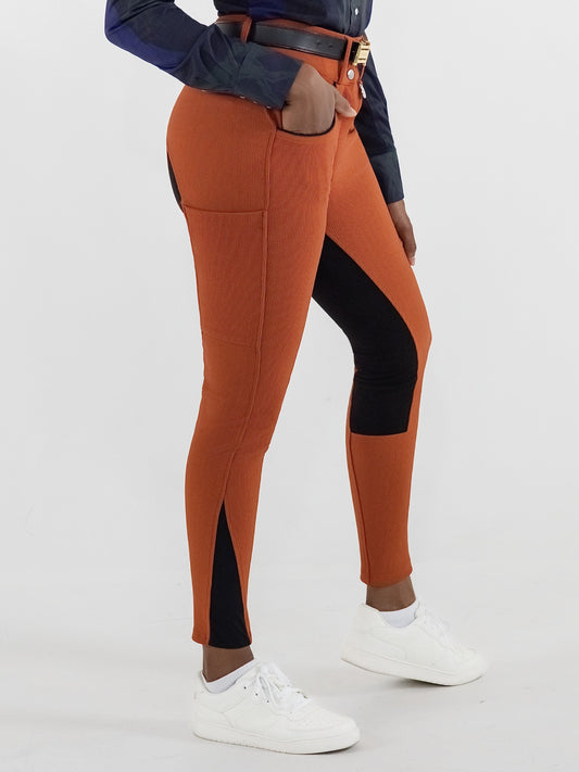 Dapplebay Pro Ribbed Full Seat Suede Breeches-Rust