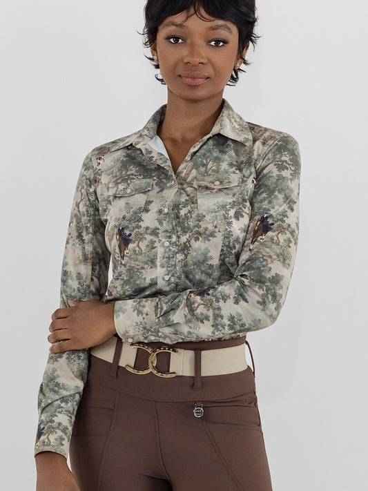 Dapplebay Hunt Tapestry Western Riding Top-Multi