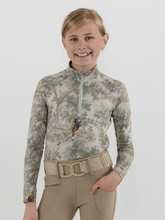 Dapplebay Kids Hunt Tapestry 1/4 Zip LS Riding Top