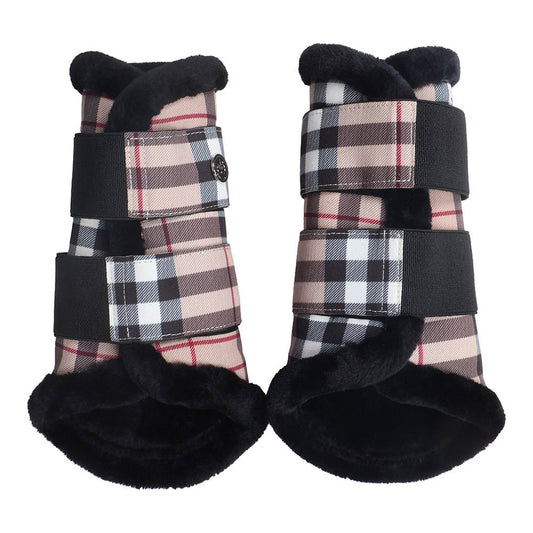 Dapplebay Holiday Plaid Brush Boots-Tan