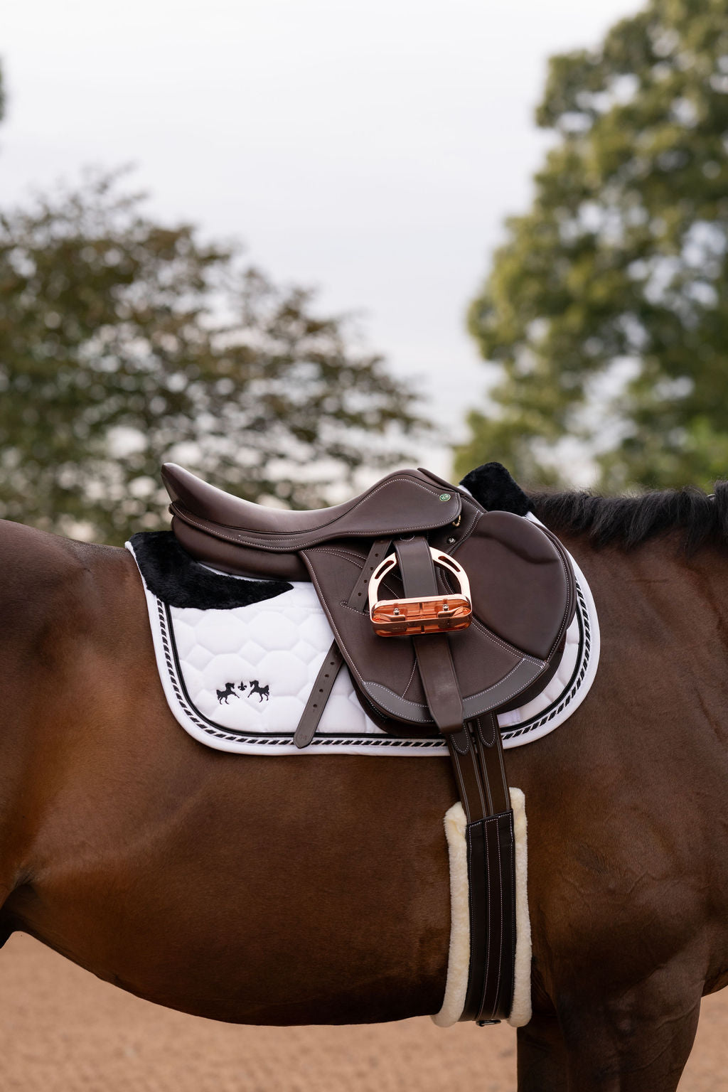 Equine Couture Luxe Saddle Pad with White Sherpa Fleece lining