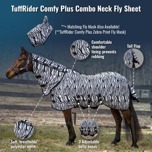 TuffRider Comfy Plus Combo Neck Zebra Print Fly Sheet