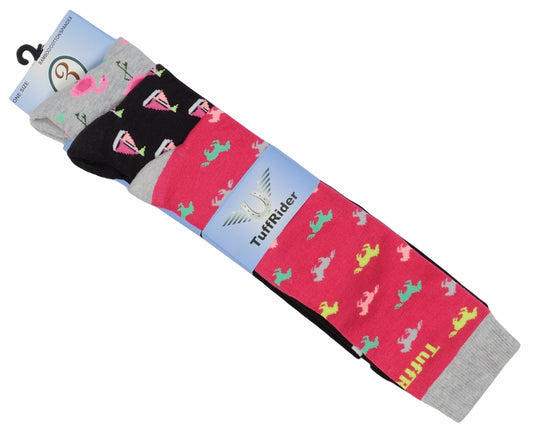 TuffRider Ladies Flamingo/Boat/Horse Knee Hi Socks - 3 Pac_1586