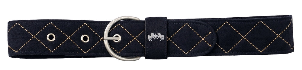 Equine Couture Diamond Quilted Suede Belt with Diagonal Line_3319