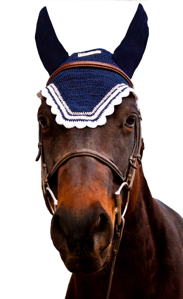 Equine Couture Fly Bonnet with Silver Lurex & Contrast Color_1