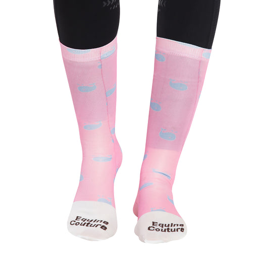 Equine Couture Ladies Whales Half Padded Knee Hi Boot Socks_1750