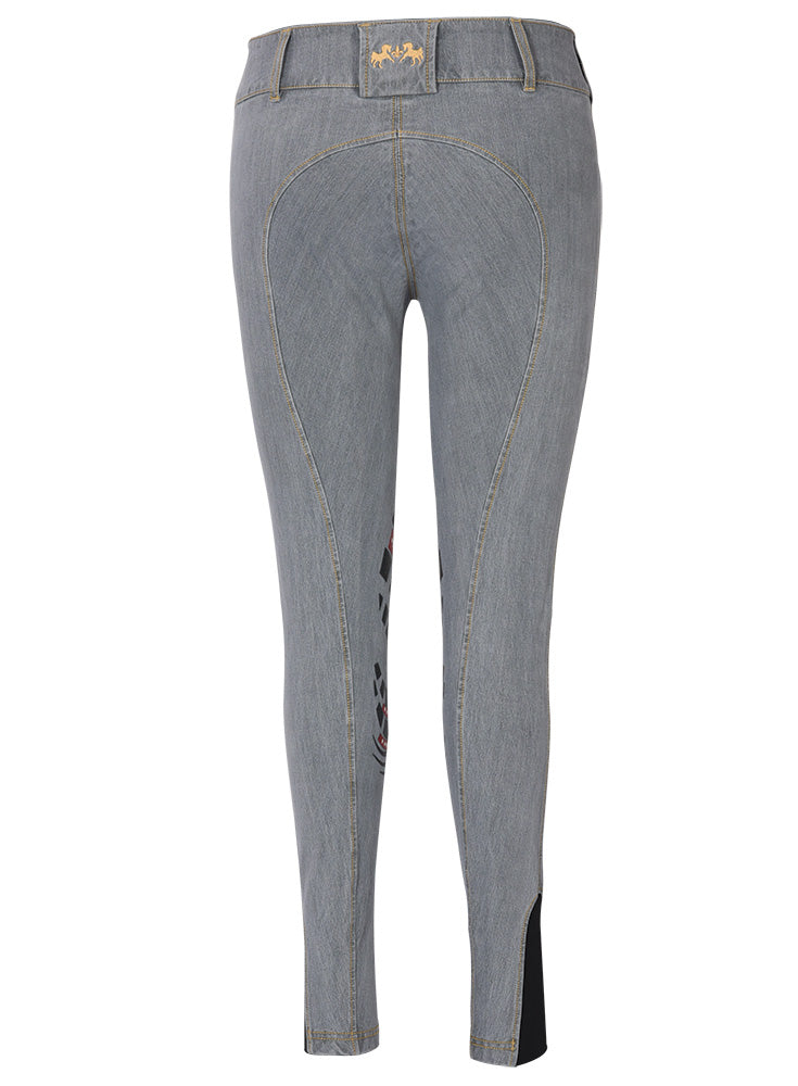 Equine Couture Ladies Calabasas Printed Silicone Patch Denim Breeches_95