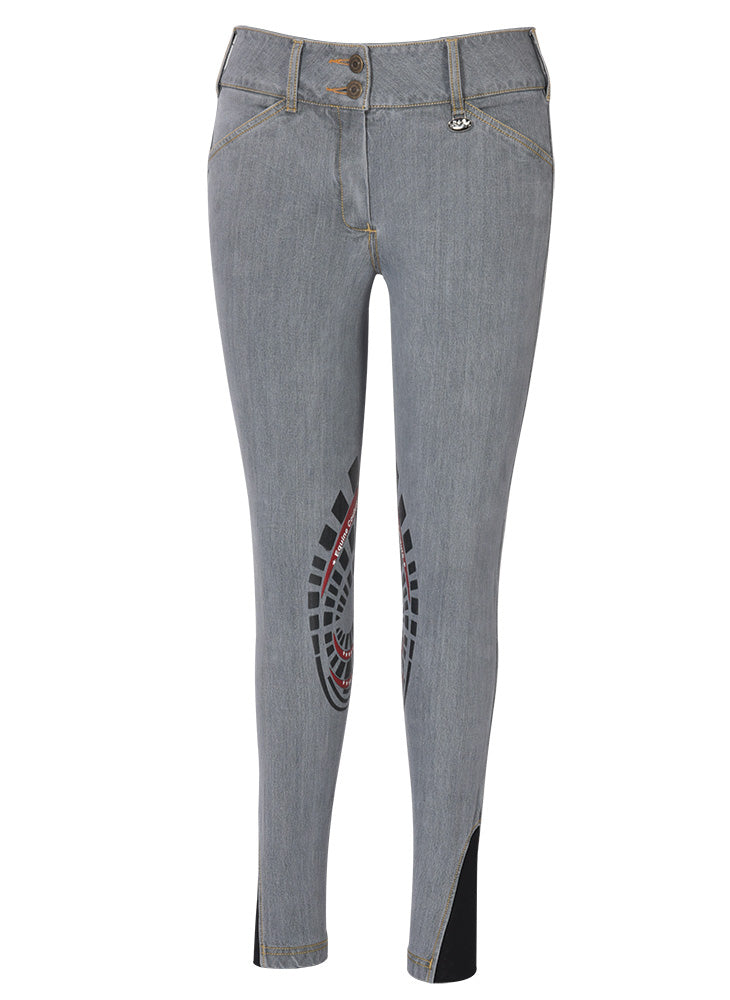 Equine Couture Ladies Calabasas Printed Silicone Patch Denim Breeches_94