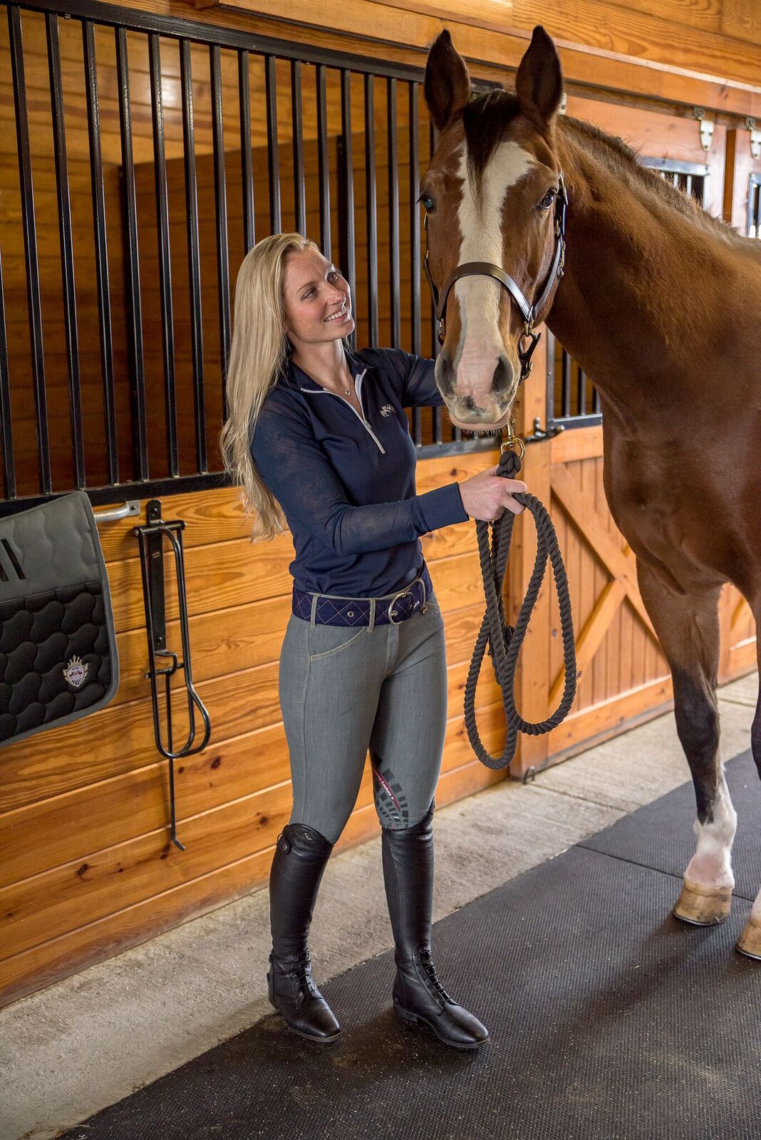 Equine Couture Ladies Calabasas Printed Silicone Patch Denim Breeches_97