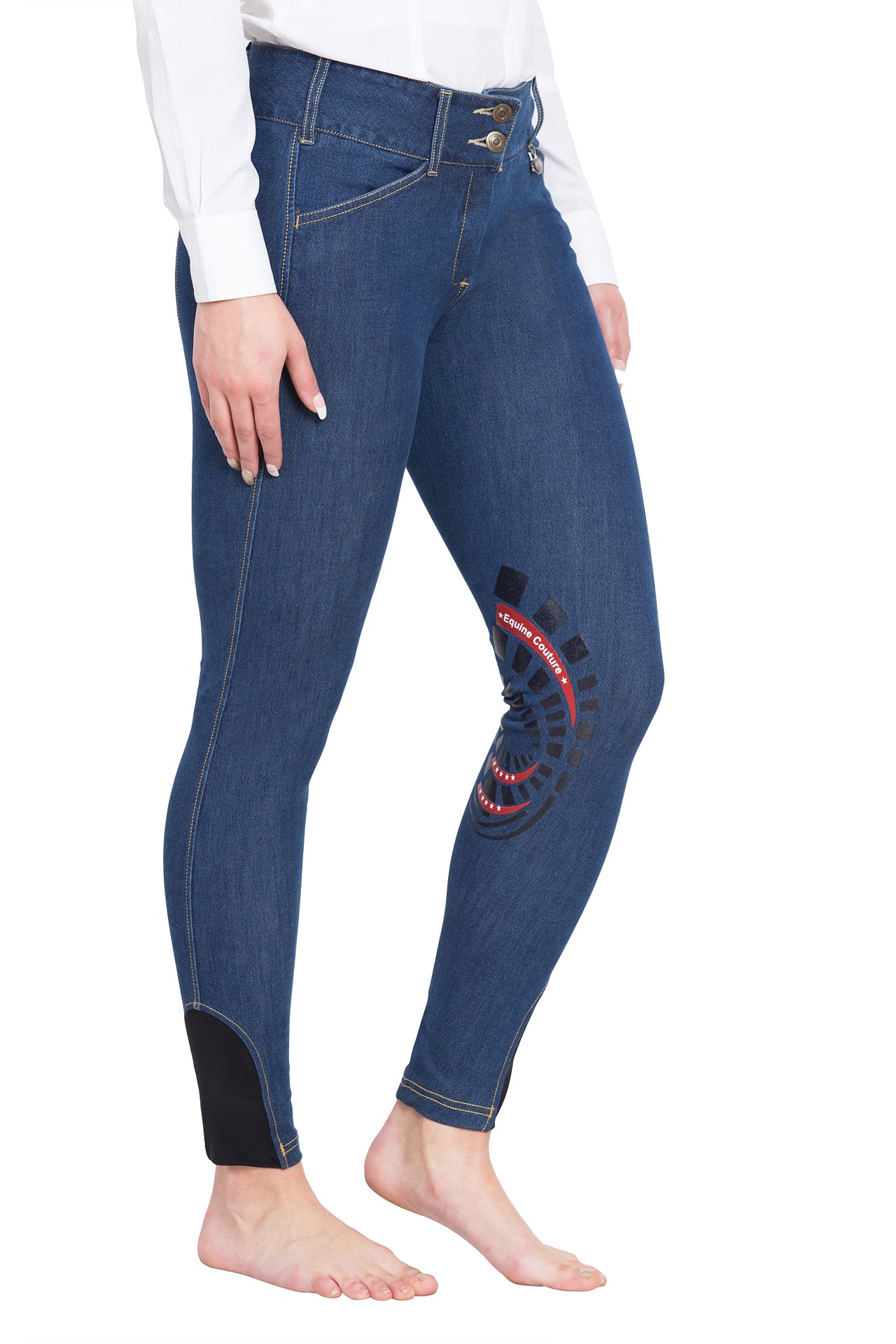 Equine Couture Ladies Calabasas Printed Silicone Patch Denim Breeches_90