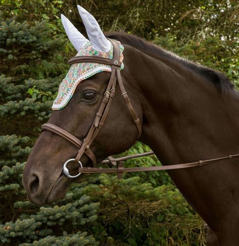 Equine Couture Rainbow Fly Bonnet with Crystals_5338