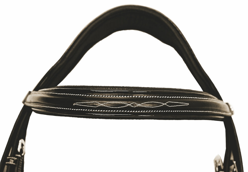 Henri de Rivel Pro Mono Crown Fancy Bridle with Patent Leather Piping and Laced Reins_1911