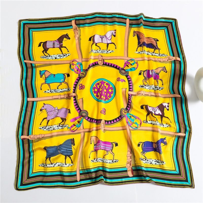 AWST Int'l Horses in Blankets Medallion Scarf - Yellow