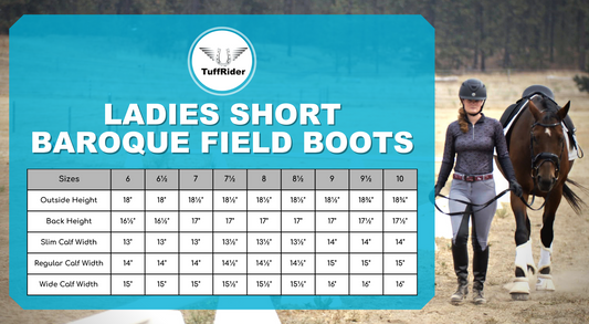 TuffRider Women Leather Back Zipper Short Baroque Field Boots